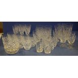 Thirty five assorted cut crystal glasses together with 2 cut crystal sweet dishes