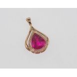 18ct rose gold, pink tourmaline & diamond pendant comprising tourmaline (7.72ct approx, size: 15 x