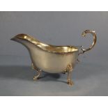 George V HM sterling silver gravy boat Birmingham 1925, makers J.B. Chatterley & Sons. Tri footed.