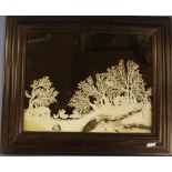 Early framed paper cut-out picture hand scissor cut early Farmhouse Scene in early frame ,