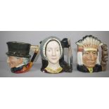 Three Royal Doulton character jugs to include 'North American Indian' D6614, 'Ann Boleyn' D6650,