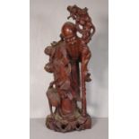 Chinese God of Longevity carved wooden figure 32.5cm high