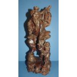 Chinese carved timber fishermen figure group 36cm high approx.