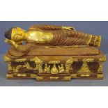 Tibetan gilt metal resting Buddha statue W36cm X D15cm X H18cm