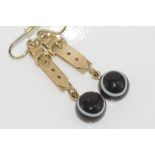 10ct yellow gold, buckle & banded agate earrings total weight: approx 7.8 grams