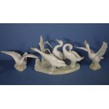 Three Lladro geese figurines largest as inspected