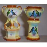 Two Austrian porcelain urns 19cm high approx