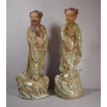 Pair Chinese Ceramic Immortal Figures H48cm approx.