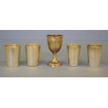 Four German 800 silver shot cups & 1 other