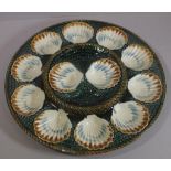 Large French Longchamp Majolica oyster dish