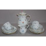 Part Meissen floral sprig coffee set