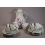 K.P.M German pink floral sprig part coffee set