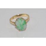 9ct yellow gold and jade ring
