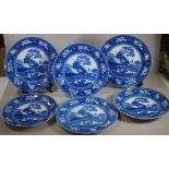 Six various Wedgwood blue & white transfer plates