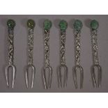 Six Chinese silver pickle forks