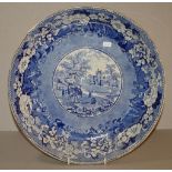 Large Victorian 'Wild Rose' blue & white bowl