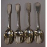 Four various antique sterling silver tablespoons