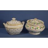 C19th porcelain sugar box & lidded bowl