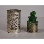 Two sterling silver perfume bottle sleeves