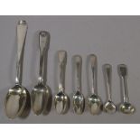 Collection of 7 various silver spoons