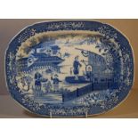 Staffordshire pearlware blue & white platter