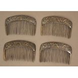 Four antique Chinese silver hair combs