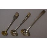 Three small sterling silver ladles