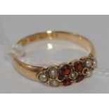 Garnet and seed pearl ring