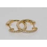 Pair of fine 9ct gold & diamond hoop earrings