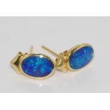 Pair of 18ct gold & opal earrings