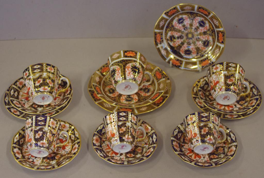 Three assorted Royal Crown Derby Imari trios