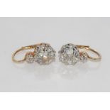 Pair of antique large diamond (1ct+ each) earrings