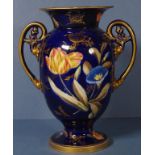 Hand painted Spode china twin handle vase C:1820