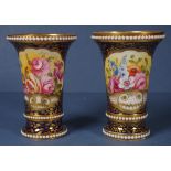 Pair of hand painted Spode bone china beaded vases