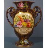 Hand painted Spode china twin handle vase C:1820