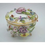 Spode flower encrusted trinket box