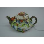 Spode flower encrusted miniature teapot