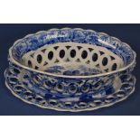 Rare Spode Caramanian chestnut basket & stand