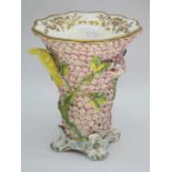 Spode flower & bird encrusted vase