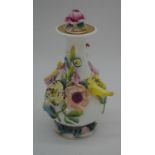 Spode flower & bird encrusted perfume bottle