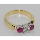 18ct yellow gold, Burmese ruby & diamond ring