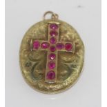 Victorian 15ct yellow gold & ruby locket