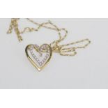 Italian 9ct gold heart pendant on 9ct chain