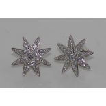 18ct white gold sunburst diamond earrings