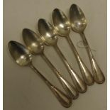 Set five German 800 silver soup spoons