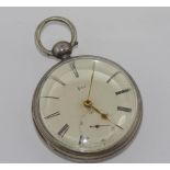 Large open face silver pocket watch