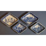 Four various Spode diamond shape dishes