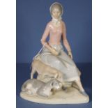 Spanish Rex porcelain woman & goats figure