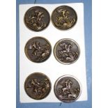 Six Edwardian brass buttons