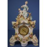 European porcelain figural cased shelf clock